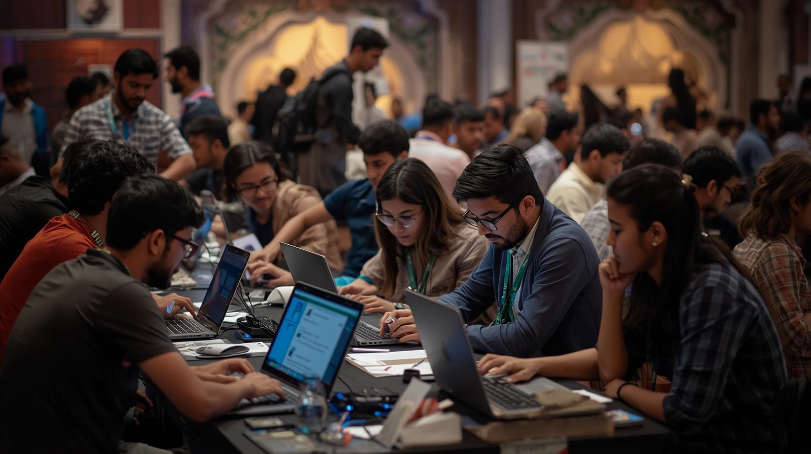 Developers collaborating at a hackathon in Pakistan